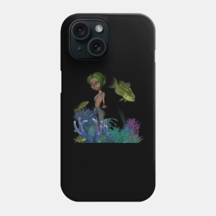 Little mermaid in the deep ocean Phone Case