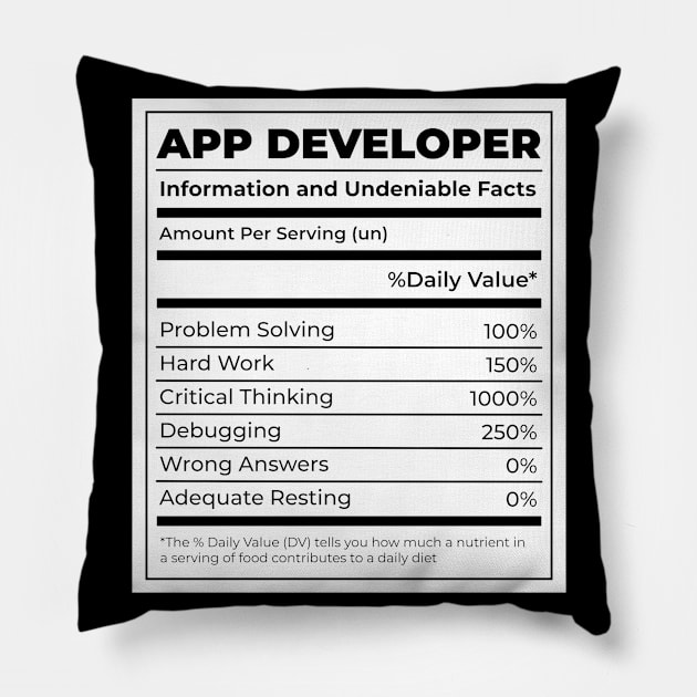 App Developer Funny neutritunal Gift Pillow by qwertydesigns