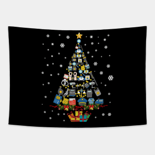 Funny Merry Christmas Police Christmas Tree Tapestry