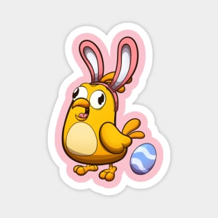 Cute Little Easter Chick With Bunny Ears Magnet