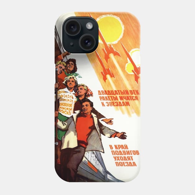 Vintage Soviet Space Program Poster Phone Case by Slightly Unhinged