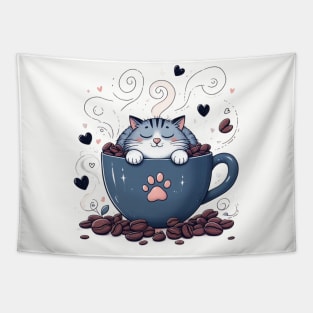 Catnip & Cappuccinos: Where Cats and Coffee Collide Tapestry