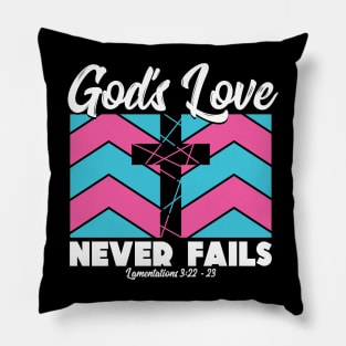 Christian Cross Gods Love Never Fail Bible Verse Pillow