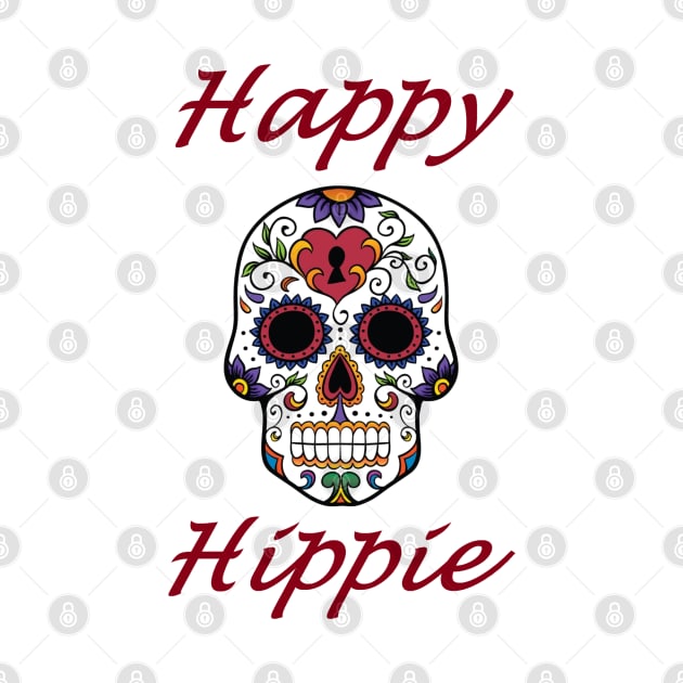 Happy Hippie Skull by ZippyTees