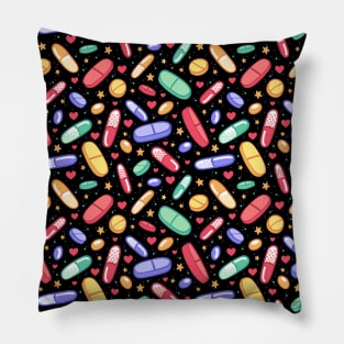 Colorful Pills on Black Pillow