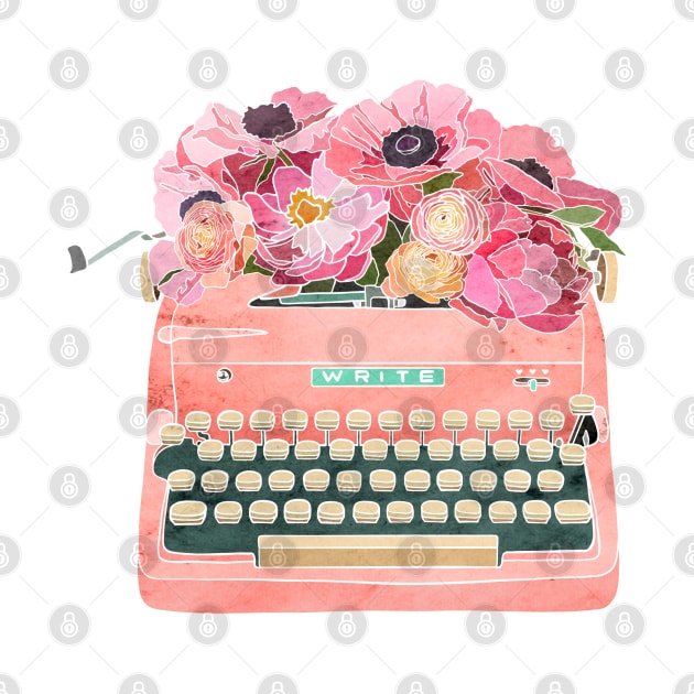 Typewriter with Flowers by Roguish Design