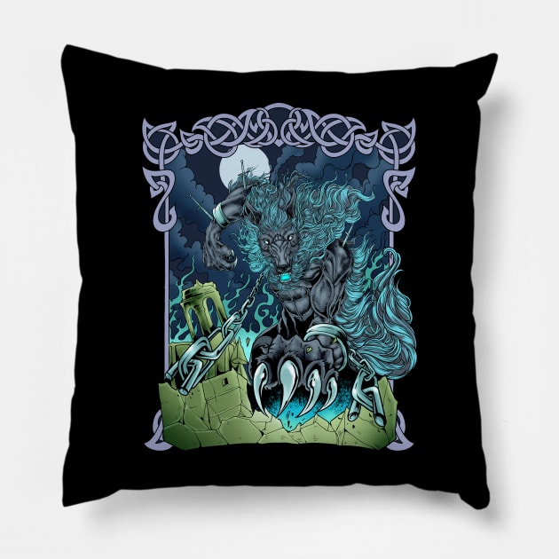 Fenris-wolf in Asgard - Fenrir Pillow by Modern Medieval Design