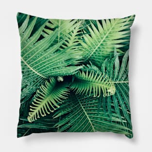 Linear green leaf plant Pillow