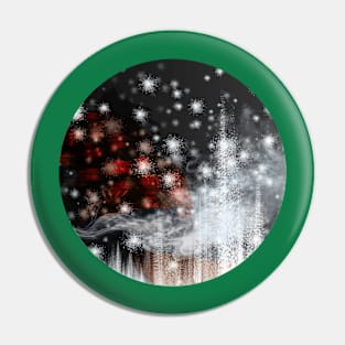 Hometown - Glitch Digital Abstract Art Snowflakes and Clouds Pin
