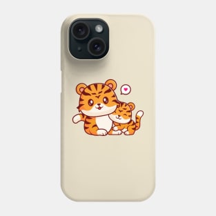 Cute Tiger Mom With Cub Tiger Cartoon Phone Case