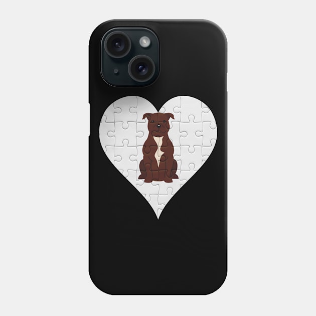 Staffordshire Bull Terrier Heart Jigsaw Pieces Design - Gift for Staffordshire Bull Terrier Lovers Phone Case by HarrietsDogGifts