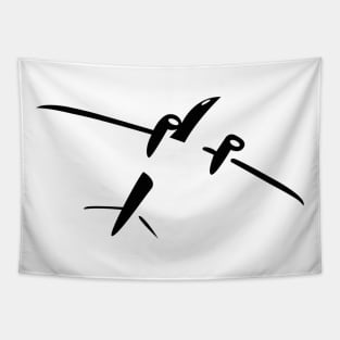 White dual engine airplane minimalist design Tapestry