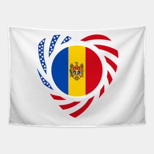 Moldovan American Multinational Patriot Flag Series (Heart) Tapestry