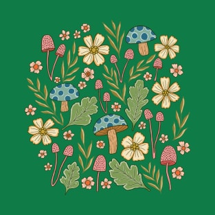 Forest fungi and flora - Dark green T-Shirt