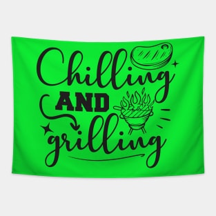 Get Fired Up: Chilling & Grilling BBQ T-shirt Tapestry