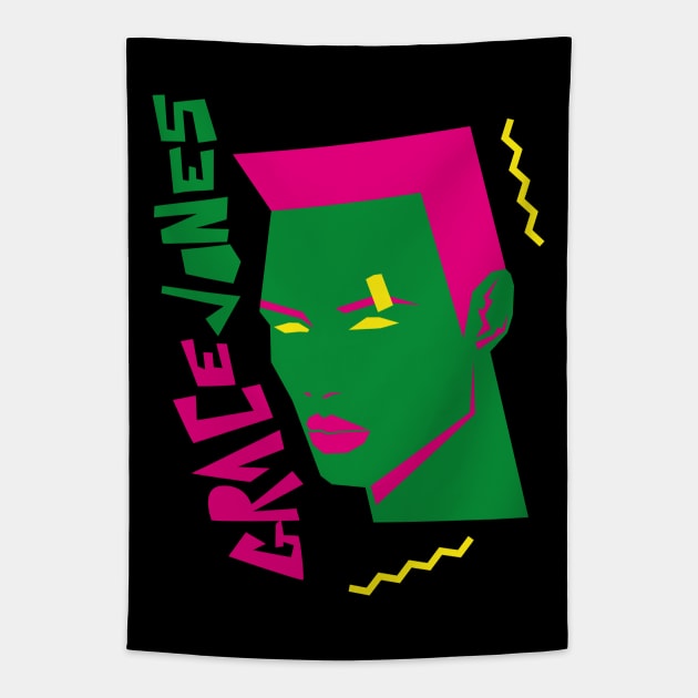 GRACE JONES 80S TYLE GEOMETRIC Tapestry by DISCO DISCO MX