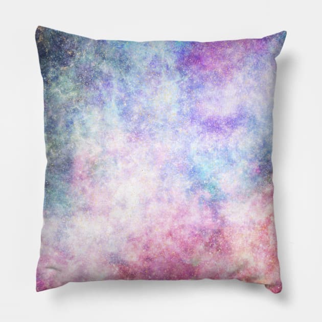 Blue Purple Celestial Space Nebulas & Stars Aesthetic Style Pillow by Teeworthy Designs