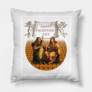 Happy Valentines Day Cupid and Serenade Band Pillow