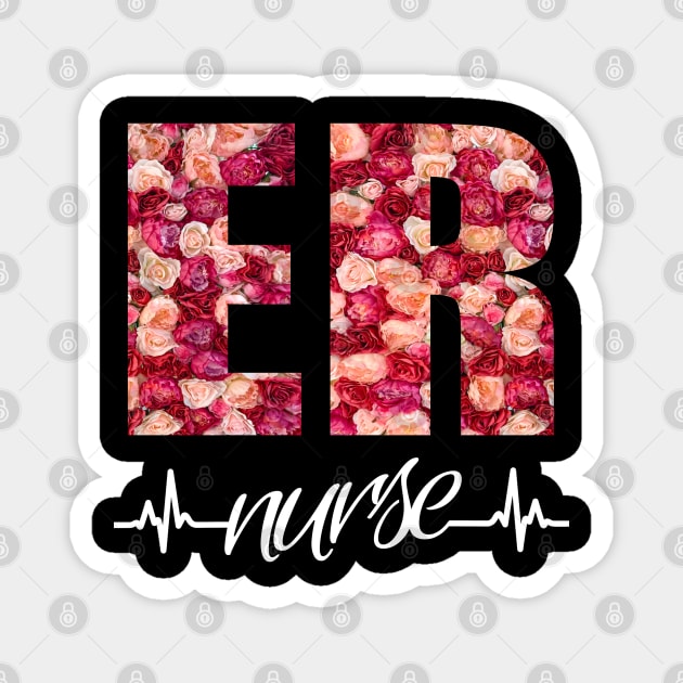 ER Nurse Heartbeat Roses Magnet by Duds4Fun