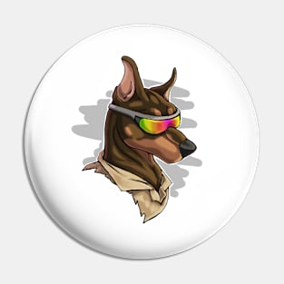 Cool Brown Doberman with Shades Pin