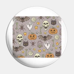 Spooky Halloween Pattern with Hand Drawn Elements Pin