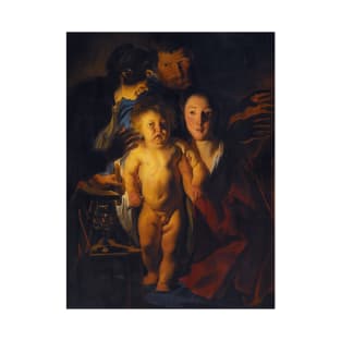 The Holy Family by Candlelight by Jacob Jordaens T-Shirt