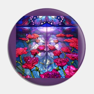 Beautiful Colorful Stained Glass Roses Pin