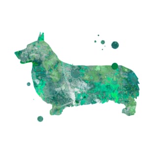 Green Corgi Watercolor Painting T-Shirt