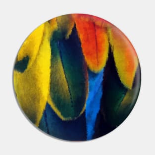 Colorful parrot feathers oil painting Pin