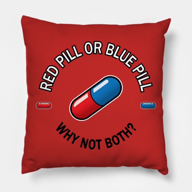 Red pill Blue pill (Circle) Pillow by boilingfrog