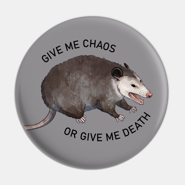 Chaotic Screaming Possum Pin by E. Leary Art