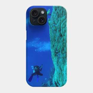 Coral Reef and scuba diver Phone Case