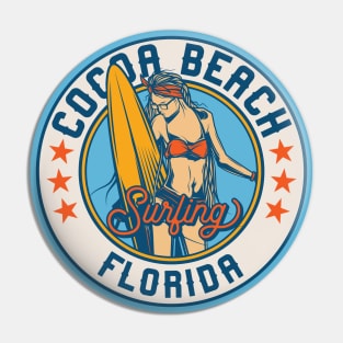 Vintage Surfing Badge for Cocoa Beach, Florida Pin