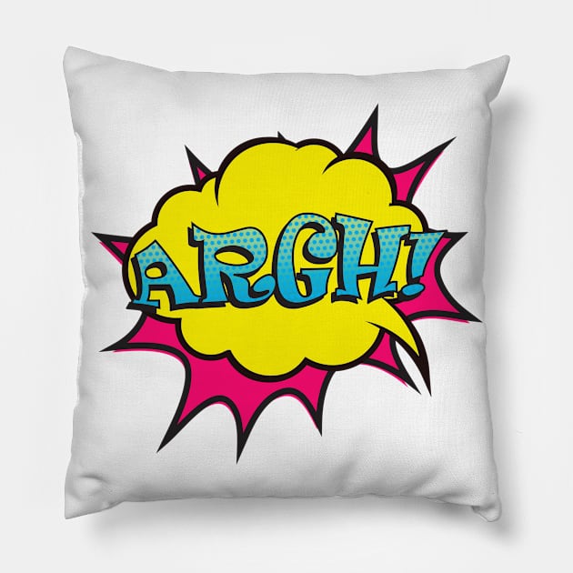 Funny Comic Style Bubble ARGH! Pillow by BamBam