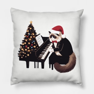 Ragdoll Cat Playing Piano Christmas Pillow