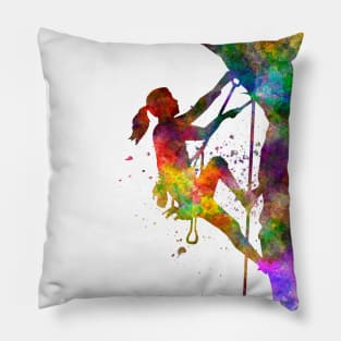 Climber in watercolor Pillow