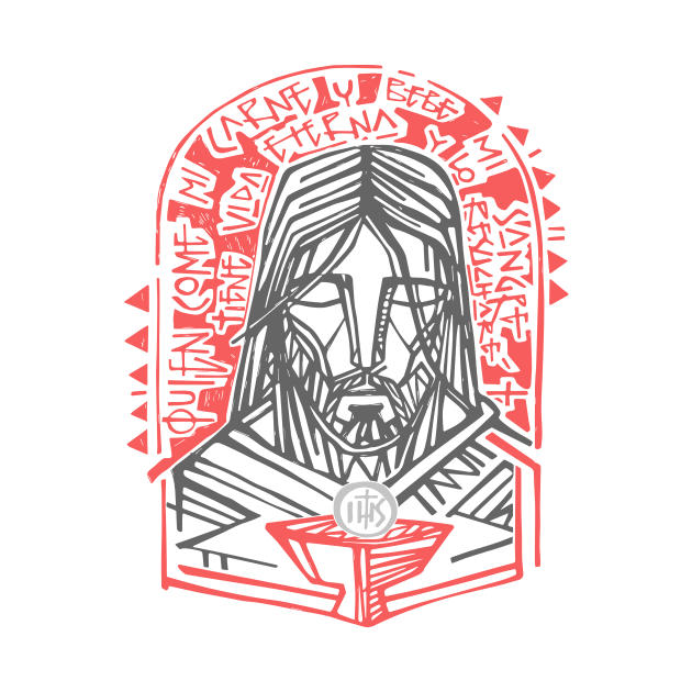 Jesus Christ Face and Eucharist symbol by bernardojbp