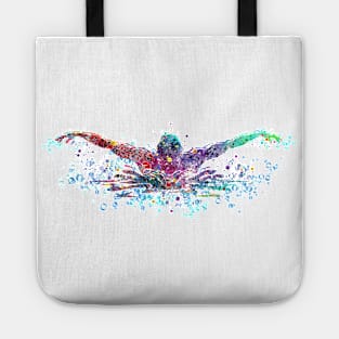 Boy Swimming Butterfly Stroke Watercolor Sport Gift Tote