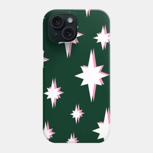 Celestial Stars Pattern in Green, Pink and White Phone Case