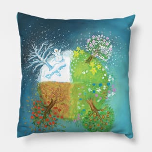 Four Seasons on Earth Illustration Pillow