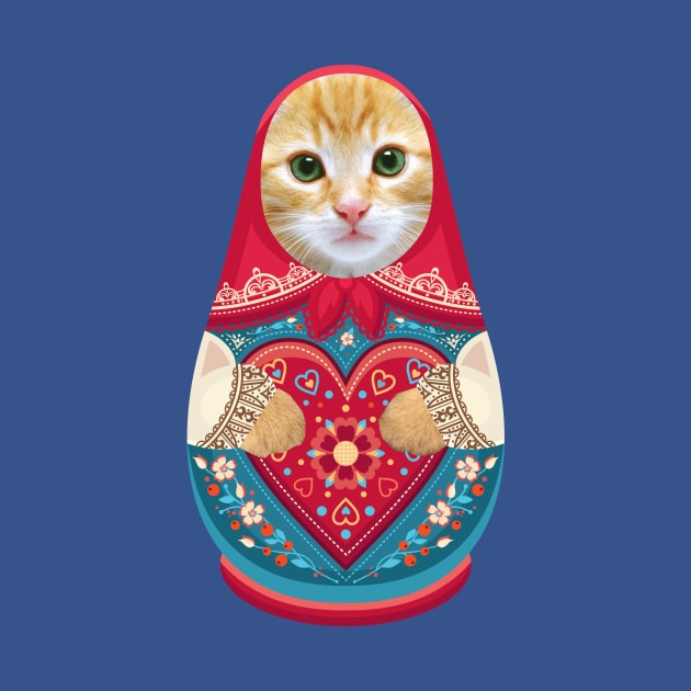 Russian Doll Matryoshka with Cat Face and Fluffy Paws by XOZ