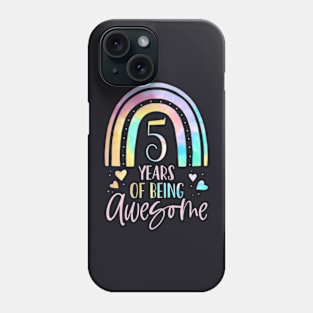 Kids 5 Years Of Being Awesome Rainbow Tie Dye 5Th Birthday Phone Case