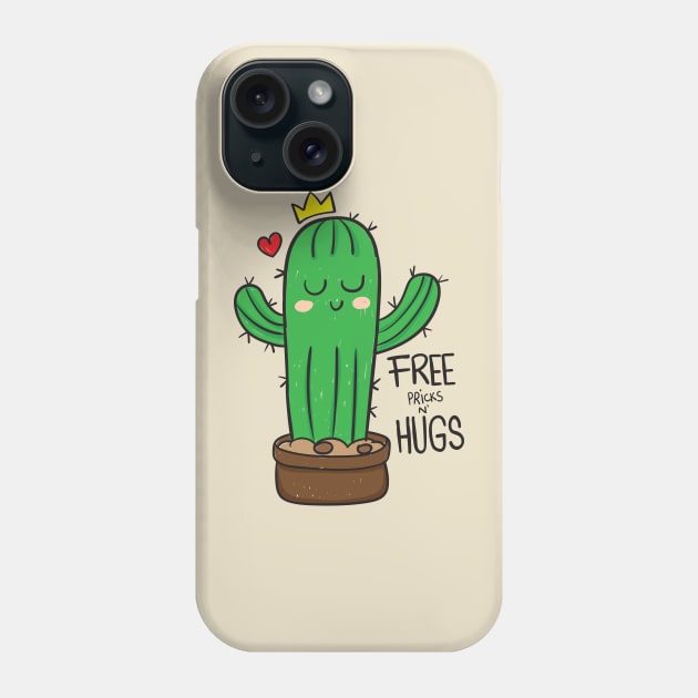 cactus free pricks n hugs Phone Case by Mako Design 