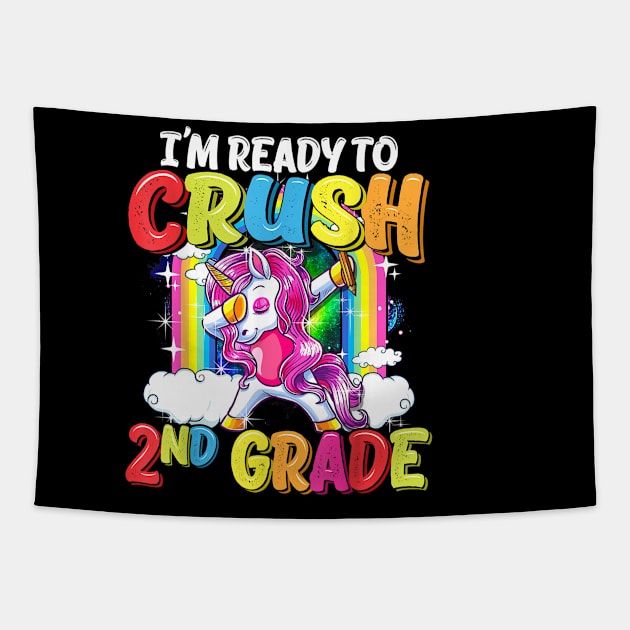 2nd Grade Dabbing Unicorn Back To School Girls Tapestry by FONSbually