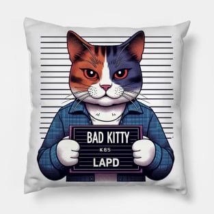 Bad Kitty LAPD Mugshot Pillow