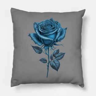 Blue Rose Drawing, Flower Drawing, Gift For Her Pillow