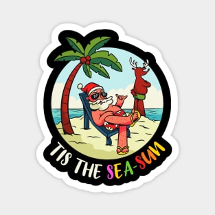 Tis The Sea-Sun Funny Santa Beach Summer Christmas In July Magnet