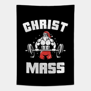 Bodybuilding Christmas Christ Mass Gym Addict Tapestry