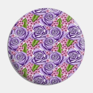 Purple Roses And Hydrangea Pattern Pin