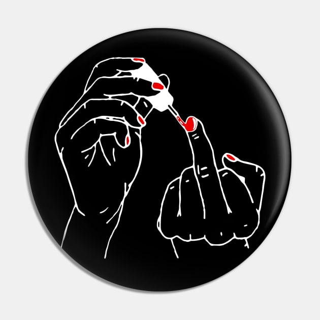 Painted Middle Finger Nail Pin by Alema Art